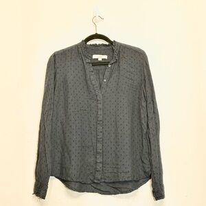 Navy Button-Up Blouse